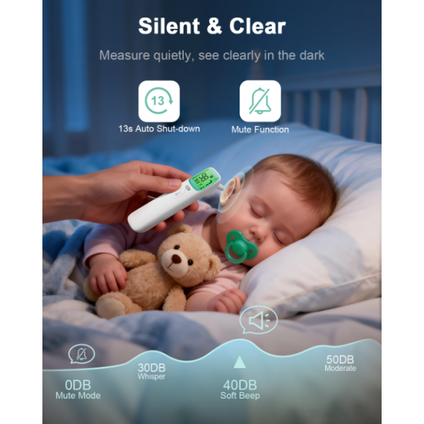 Thermometer for Kids and Adults-Baby Ear Thermometer for Head & Forehead, Infrared Accurate Digital Thermometers with Fever Alarm & Mute Mode, 40 Memories (Green 1 Pack)