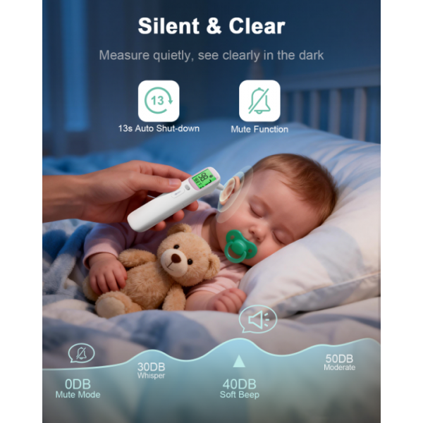 Ear Thermometer, Accurate Digital Baby Thermometer with Fever Alarm, Infrared Thermometer for Ear, Forehead & Touchless, Thermometer for Adults & Kids