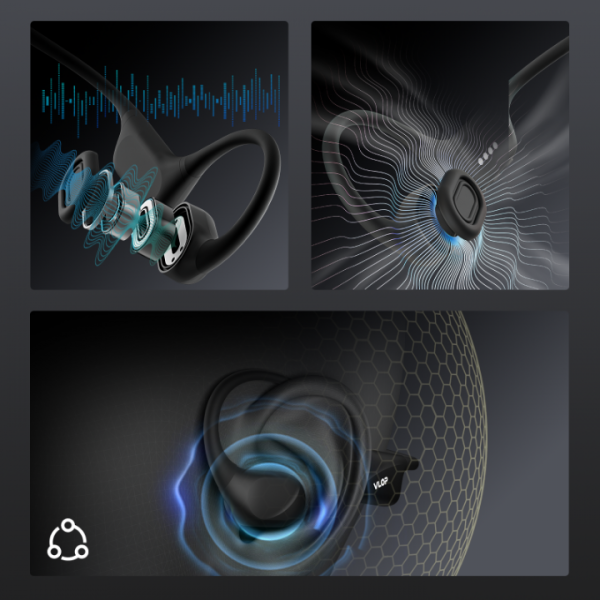 VLOP Bone Conduction Swimming Headphones - IP68 Waterproof, Open-Ear MP3 Headphones with 32GB Memory, Bluetooth 6.0 Wireless Sport Headset for Running & Cycling, 8H Playtime White